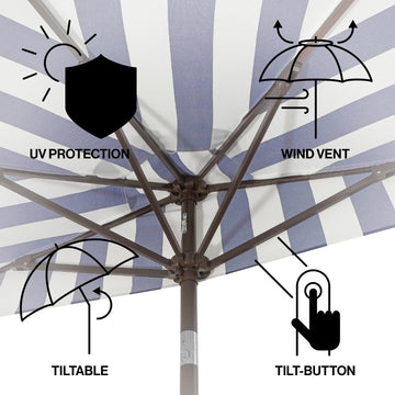Beverly 9 ft. Designer Classic Scalloped Fringe Half Market Patio Umbrella